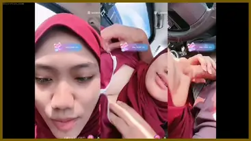 Jilbab Cantik Ini Live Nyepong Di Mobil poster